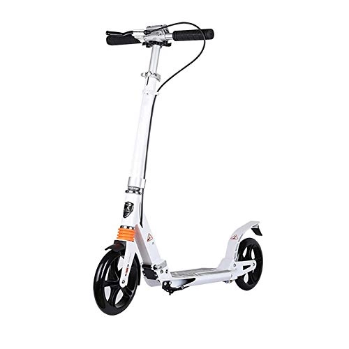 Scooter : WJJ Folding Scooter for Kids Folding Kick Scooter For Adult Teens Adjustable With Handbrake And Big Wheels, Road Work School (Color : White, Size : B)
