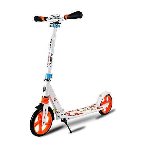 Scooter : WJJ Folding Scooter for Kids Kick Scooter For Adult Teens Foldable And Adjustable With Big Wheels, Road Work School (Color : White)
