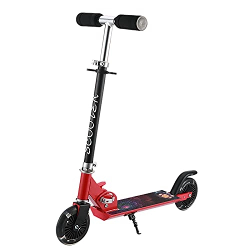 Scooter : wxf Children's Scooter Easy Folding System 2 Wheels Shock Absorption Transportation Aluminum Alloy Scooter Portable Scooter Silent Non-slip PU Flashing Wheel (red)