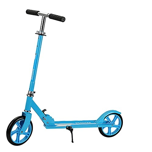 Scooter : wxf Scooter 2 Wheels Folding Single Foot Adult Scooter Non-slip Deck Suitable 200mm PU Wheels For Teenagers Over 8-15 Years Old To Ride(Blue thicker section)