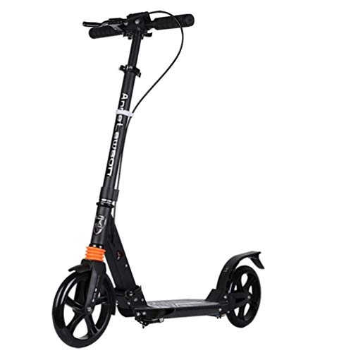 Scooter : XBSLJ Kick Scooter, Kids Scooter Adult Kick Scooter 2 Wheels with Big Wheels and Disc Handbrake, Dual Suspension Folding Commuter Scooter Adult-Black