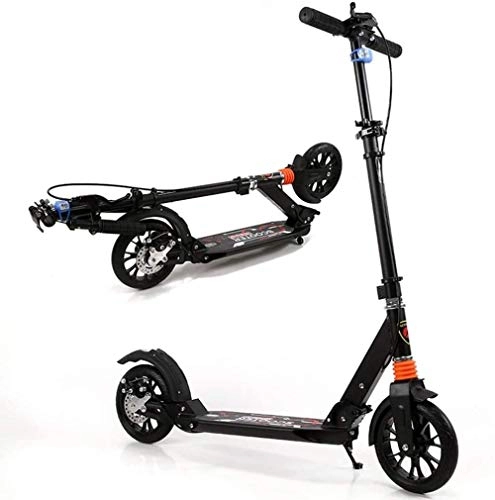 Scooter : XBSLJ Kick Scooter, Kids Scooter Adult Kick Scooter with Disc Hand Brake Foldable Adjustable Front & Rear Shock Absorbers Teens Kids Age 12 Up-Black