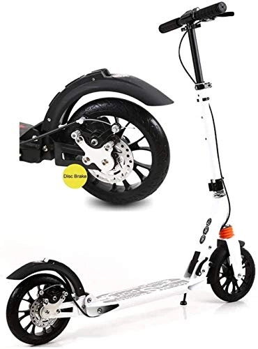 Scooter : XBSLJ Kick Scooter, Kids Scooter Adult Kick Scooters Big Wheels Folding with Disc Hand Brakes Dual Suspension Adjustable Height-White