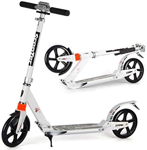 Scooter : XBSLJ Kick Scooter, Kids Scooter - Folding Adult Kick Scooter with Big Wheels Dual Suspension Deluxe Commuter Scooter Glider Adjustable Height Supports 330 lbs (Color : Black)-White