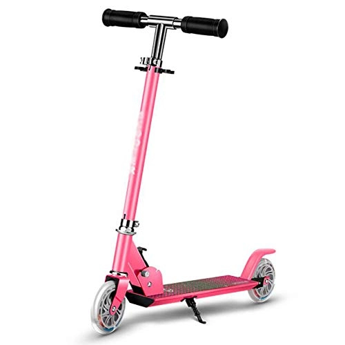 Scooter : XBSLJ Kick Scooter, Kids Scooter PU Rubber Tire with LED Light Up Wheels Light weight 3 Adjustable Height for Children Girls Boys Kids-Pink
