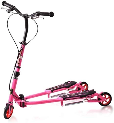 Scooter : XBSLJ Kick Scooter, Kids Scooter Swing Scooter Winged Speeder Folding Pu Wheel Adjustable Height Kick with Double Rear Brake Boy and Girl Balance Car-Pink
