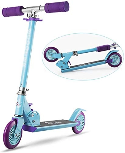 Scooter : XBSLJ Kick Scooter, Kids Scooter Two Bare Feet 2 PCS PU Rubber Tire4 Adjustable Height Handlebar Quick-Release Folding System for Adults Teens Ages 6+-Blue