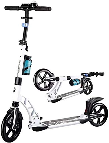 Scooter : XBSLJ Kick Scooter, Scooters For Kids Foldable Kick Scooter 230mm Big PU Wheels Height Adjustable Aluminum Scooters for Adults and Teens-White