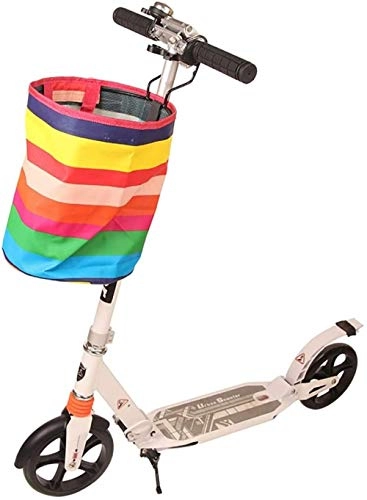 Scooter : XBSLJ Kick Scooter, Scooters For Kids Kick Scooter Aluminum Alloy Foldable Youth Two-wheeled Scooter 20CM Big Wheel Double Brake Adult