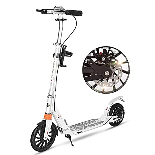Scooter : XiYou Commuter Kick Scooter for Adults / Teens, Foldable Lightweight Scooters with Disc Brakes | Height-Adjustable, White (Age 8 Up)