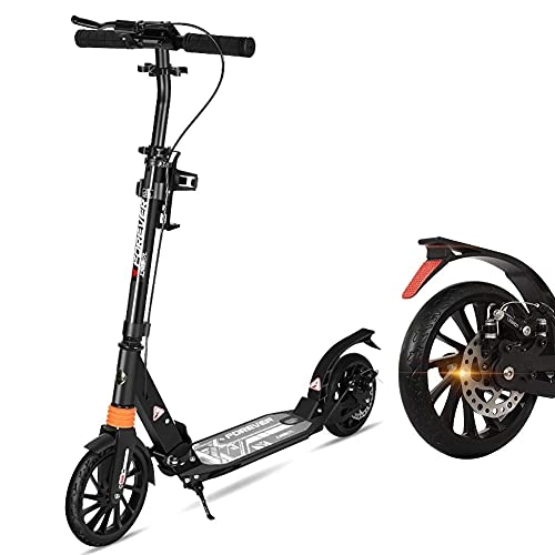 Scooter : XiYou Kick Scooters with Large 200mm Wheels, Adults / Teens Scooters for Boys / Girls, 220 Lbs Capacity, Height Adjustable Handlebar, Black