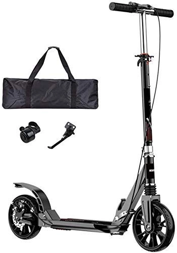 Scooter : XJZKA Scooters Adult Foldable Kick For Adults / Teens - All Terrain Big Wheels With Handbrake Carry Bag & Suspension - Max Load 150 Kg / 330 Lbs (Color : Black)