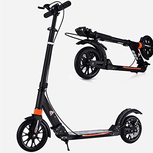 Scooter : XYEJL Scooter for Kids and Adults 10 Years and Up, Adjustable Height Scooter, Front&rear Wheel Anti Shock Suspension, Quick Release Folding System, for Adults and Teens, Black