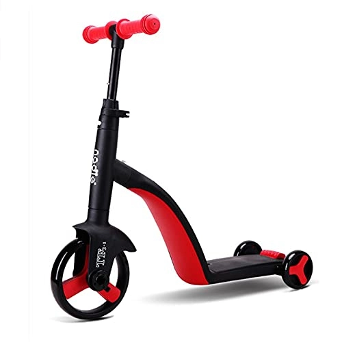 Scooter : XYW kick scooters- 3-in-1 Kick Scooter / Balance Bike / Tricycle Indoor / Outdoor Toddler Ride-On Bike Multifunctional 3 Wheels For Kids 3-8 Year Old lightweight foldable (Color : Red)