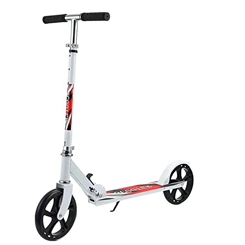 Scooter : XYYZH Kick Scooter, Large Wheels, Foldable, Adjustable Handlebars, Lightweight, Teenager, Adults, Back To School Scooters for Kids 8 Years And Up with Quick Release Folding System, White