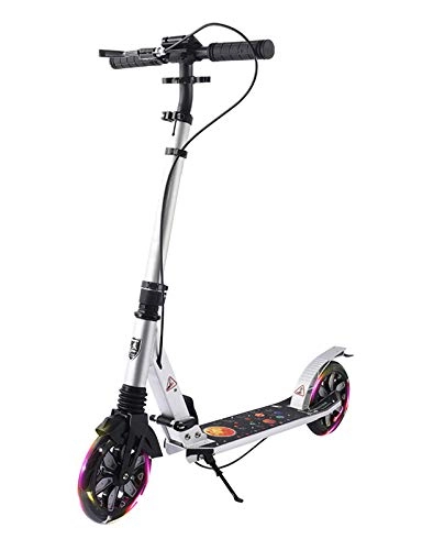 Scooter : YF-Mirror Adults Scooters, Two Big Wheels Folding Kick Scooters with Hand Brake and Foot brake, Height-Adjustable Scooters for Adults Teens, 220Lbs Max Load