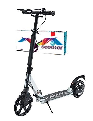 Scooter : YF-Mirror Big Wheels Scooter for Adult and Teens, Foldable Kick Scooter with Hand Brake, Adjustable Handle Bar Scooter with 200MM Wheels