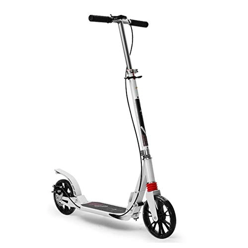 Scooter : YF-Mirror Foldable Street Kick Scooter for Kids 8 Years and Up, Boys, Children, Teens, Folding Scooter with Front / Rear Brake, 200MM PU Wheels & Height Adjustment, 100Kg Capacity, White