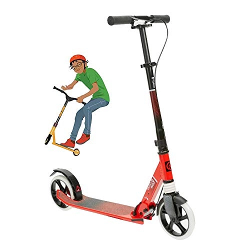 Scooter : YF-Mirror Scooter for Adults, Kick Scooter for Teens & Kids 12 Years and Up, Folding Scooter with Front / Rear Brake, 8 In PU Wheels & Height Adjustment, 220lbs Capacity