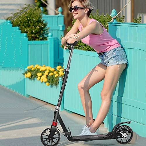 Scooter : YF-Mirror Scooter for Adults / Teens, 200mm Big Wheels Kick Scooter Easy Folding Lightweight Height Adjustable Rear Fender Brake, 220lbs Weight Capacity