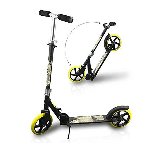 Scooter : YUNLILI Multi-purpose Adult Scooter PU Shock Wheel Scooter with T-bar 3-Level Height Adjustable Foldable Suitable for 8 Years Old and Older Adults can Withstand a Weight of 100KG -B / A (Color : A)