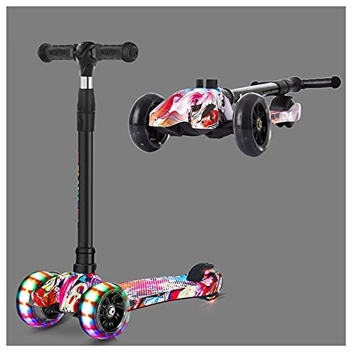 Scooter : YUNLILI Multi-purpose Children's Scooter 2 to 14 Years Old Scooter 3 Wheels Suitable for Boys and Girls Height Adjustable Widened Pedals Foldable 100kg Load-Bearing Scooter Toy Boys and Girls -B / A