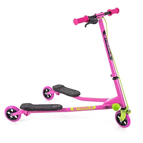 Scooter : Yvolution Y Fliker A1 | Three Wheeled Self-Propelling Wiggle Scooter for Kids Age 5+ Years (Pink)