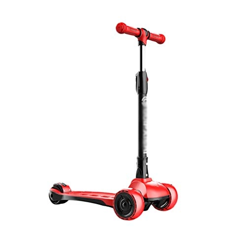 Scooter : ZHIHUI Scooter Equipment Kids Scooter Adjustable Height Lean To Steer with LED Light Up Scooter Wheels for Kids Age 2-12 Years Old Kick Scooters (Color : Red)