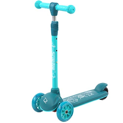 Scooter : ZHIHUI Scooter Equipment Toddler Scooter for Boys and Girls Extra-Wide PU Light Up Wheels Kick Scooter For Kids 2-12 Years Old Adjustable Height Kick Scooters (Color : Green B)