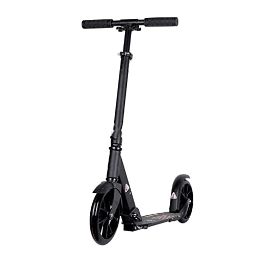 Scooter : ZHZHUANG Portable 2-Wheel Kick Scooter Adult Teen Children Adjustable Height 1 Second Foldable Design Shoulder Strap Smooth with Rear Fender Brake Classic Scooter, Black
