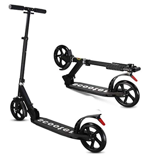Scooter : ZHZHUANG Portable Adult Teen Kids Adjustable Height Commuter Scooter Instant Fold to Carry Out Lightweight Portable with Big Pu Wheels Classic Scooter, Black
