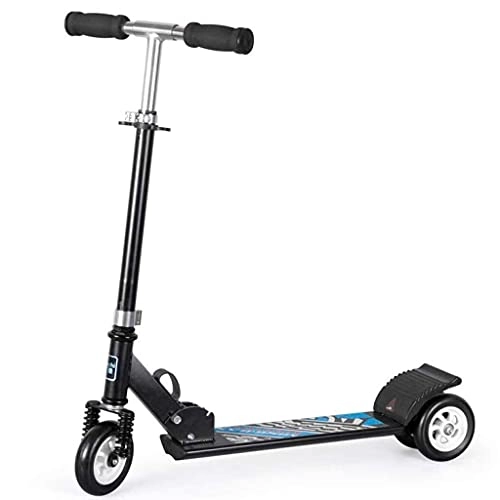 Scooter : ZHZHUANG Portable Folding City Work Travel Tool Campus City, Kick Scooters for Kids with 3 Big Wheels Smooth with Rear Fender Brake Classic Scooter, Black