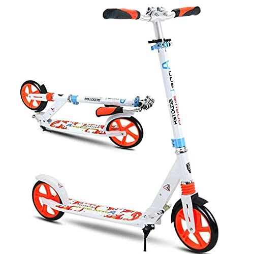 Scooter : ZHZHUANG Portable Teen Kids Ultra -Lightweight Adjustable Height Easy Folding Portable for Kids and Adults Lightweight Easy Folding Portable Birthday Classic Scooter, White