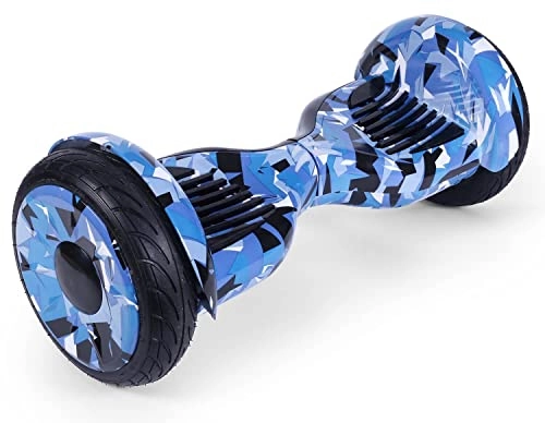 Self Balancing Segway : 10" All Terrain Off Road Hummer Hoverboard Super Smooth 350W Bluetooth Speakers & LED Lights + Free Carry Case (Blue Vortex Camo)