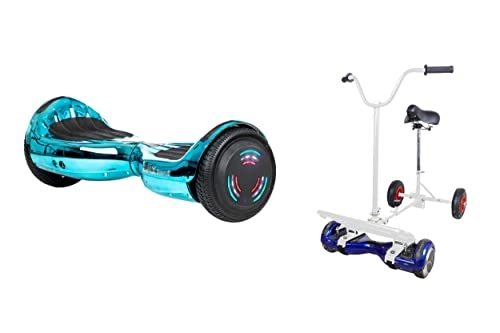 Self Balancing Segway : BLUE / TURQUOISE CHROME - ZIMX BLUETOOTH HOVERBOARD SEGWAY WITH LED WHEELS UL2272 CERTIFIED + HOVEBIKE WHITE