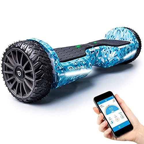 Self Balancing Segway : BLUEWHEEL App-compatible Hoverboard Offroad + Bluetooth Speaker & LED Light | Exclusive Rim Design | Self Balance Board + Safety Mode for Kids | Premium Battery & Dual Power Motor | HX380 (BlueCamo)