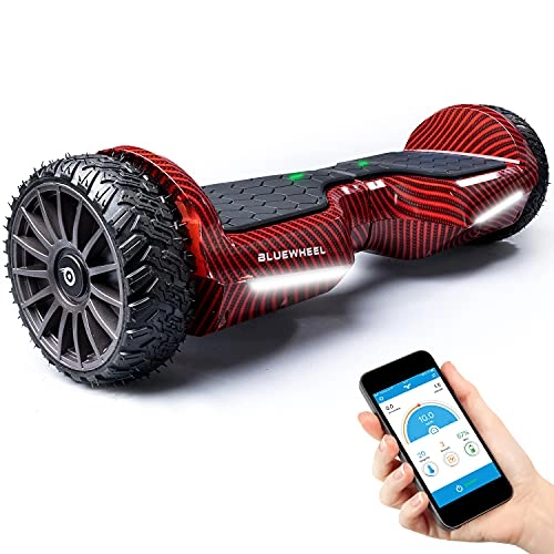 Self Balancing Segway : BLUEWHEEL App-compatible Hoverboard Offroad + Bluetooth Speaker & LED Light | Exclusive Rim Design | Self Balance Board + Safety Mode for Kids | Premium Battery & Dual Power Motor | HX380 (Red)