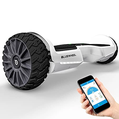Self Balancing Segway : BLUEWHEEL App-compatible Hoverboard Offroad + Bluetooth Speaker & LED Light | Exclusive Rim Design | Self Balance Board + Safety Mode for Kids | Premium Battery & Dual Power Motor | HX380 (White)