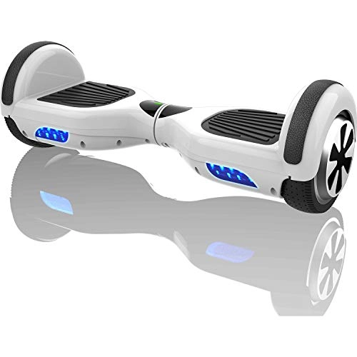 Self Balancing Segway : Denver HBO-6610 6.5” Hoverboard Self Balancing Electric Scooter for Kids & Adults, Full UK & European Safety Certification, LED Lights, No-Puncture Solid Rubber Tyres - White