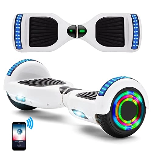 Self Balancing Segway : E-RIDES Hoverboards for Kids 6.5 Inch Self Balancing Scooter 500W Motor Electric Skateboard Hover Boards with Bluetooth Speaker and LED Lights Gift for Teenager Adults Birthday Christmas White