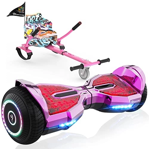 Self Balancing Segway : EVERCROSS Hoverboards and Kart Bundle, 6.5'' Hover Boards with Seat Attachment, Self Balancing Scooter with APP & Bluetooth Speaker, LED Lights, Hoverboards for Kids & Adults (BLACK+CARBON)