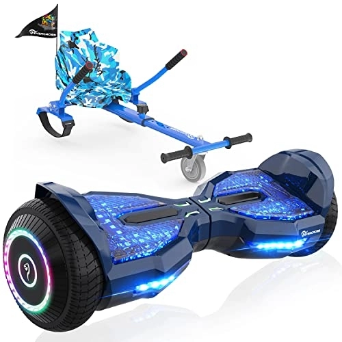 Self Balancing Segway : EVERCROSS Hoverboards and Kart Bundle, 6.5'' Hover Boards with Seat Attachment, Self Balancing Scooter with APP & Bluetooth Speaker, LED Lights, Hoverboards for Kids & Adults (BLUE+ARMY BLUE)