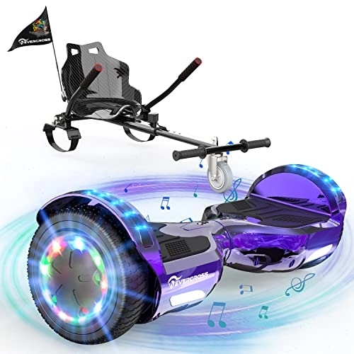 Self Balancing Segway : EVERCROSS Hoverboards Go Kart, Hoverboards with Seat Attachment Hoverkart, 6.5" Self Balancing Scooters, Hoverboards Bluetooth with LED Lights, Ideal Hover Board for Kids Teenagers Adults