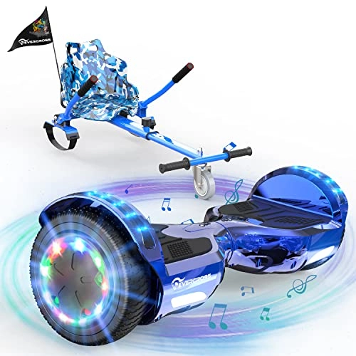 Self Balancing Segway : EVERCROSS Hoverboards Go Kart, Hoverboards with Seat Attchment Hoverkart, 6.5" Self Balancing Scooters, Hoverboards Bluetooh with LED Lights, Ideal Gift Hoverboards for Kids Teenagers Adults
