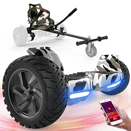 Self Balancing Segway : FUNDOT Hoverboards with seat, All terrain Hoverboards with hoverkart, 8.5 inch Self Balancing Scooter go kart, Off-Road Hoverboards with Bluetooth Speaker, APP, LED, Powerful Motor, Gift for Children Adults