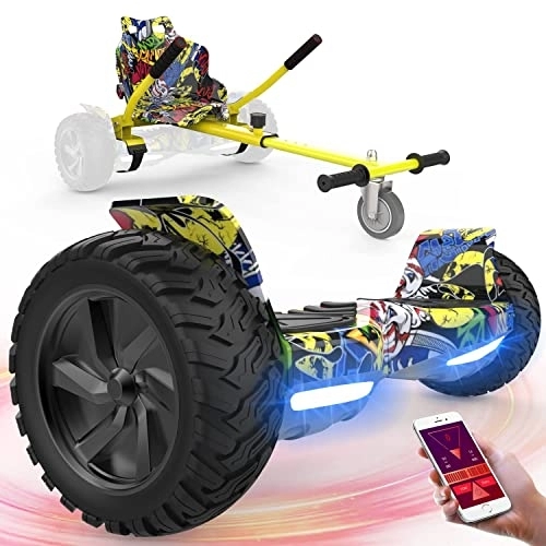 Self Balancing Segway : FUNDOT Hoverboards with seat, All terrain Hoverboards with hoverkart, 8.5 inch Self Balancing Scooter go kart, Off-Road Hoverboards with Bluetooth Speaker, APP, LED, Powerful Motor, Gift for Children Adults…