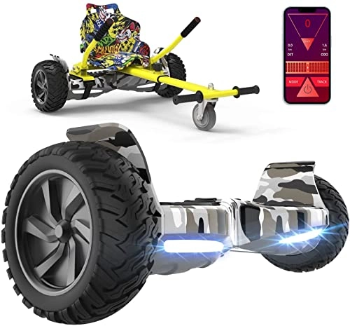 Self Balancing Segway : GeekMe Hover Scooter Board with Hoverkart 8.5 '' Off road self balancing scooter for all terrains with powerful engine Bluetooth + Hoverkart