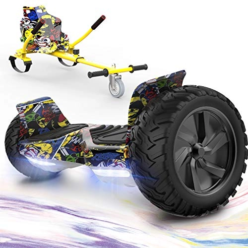 Self Balancing Segway : GeekMe Hoverboards, Off Road Hoverboards with Hoverkart, 8.5” Hoverboards All Terrain with Bluetooth Speaker, APP, LED lights