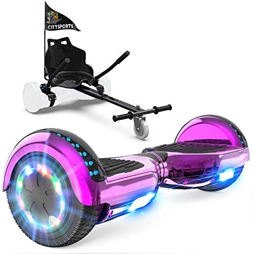 Self Balancing Segway : GeekMe Hoverboards with Seat, Hoverboards Hoverkart, Hoverboards Go-Kart with Bluetooth Speaker LED Lights, Gift for Children, Teenagers, Adults