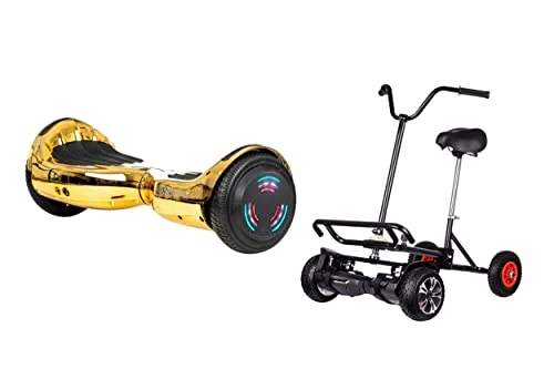 Self Balancing Segway : GOLD CHROME - ZIMX BLUETOOTH HOVERBOARD SEGWAY WITH LED WHEELS UL2272 CERTIFIED + HOVEBIKE BLACK